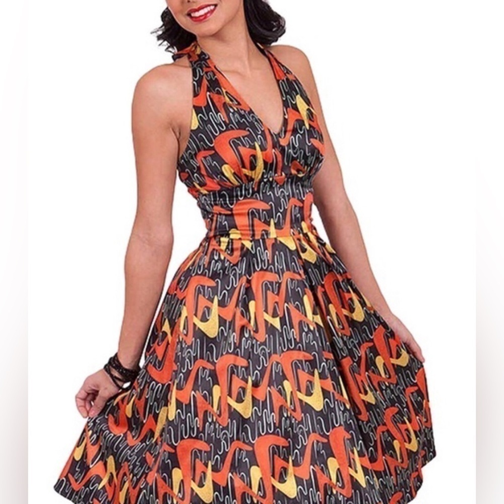NWT 2X 2XL Tatyana Boomerang Halter Swing Dress